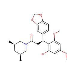 COc1cc(O)c([C@@H](CC(=O)N2C[C@@H](C)C[C@@H](C)C2)c2ccc3c(c2)OCO3)c(OC)c1 ZINC000095580797