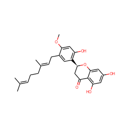 COc1cc(O)c([C@@H]2CC(=O)c3c(O)cc(O)cc3O2)cc1C/C=C(\C)CCC=C(C)C ZINC000015253913