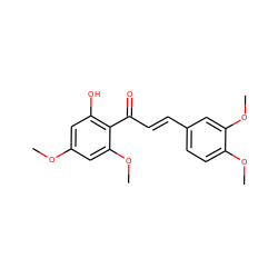 COc1cc(O)c(C(=O)/C=C/c2ccc(OC)c(OC)c2)c(OC)c1 ZINC000004100776
