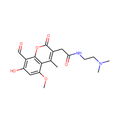 COc1cc(O)c(C=O)c2oc(=O)c(CC(=O)NCCN(C)C)c(C)c12 ZINC000167036644