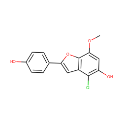 COc1cc(O)c(Cl)c2cc(-c3ccc(O)cc3)oc12 ZINC000028391555