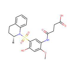 COc1cc(O)c(S(=O)(=O)N2c3ccccc3CC[C@H]2C)cc1NC(=O)CCC(=O)O ZINC000087613127