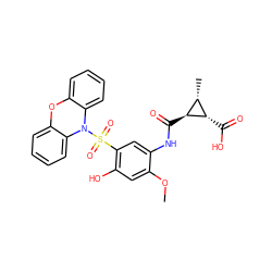 COc1cc(O)c(S(=O)(=O)N2c3ccccc3Oc3ccccc32)cc1NC(=O)[C@H]1[C@H](C)[C@@H]1C(=O)O ZINC000299866545