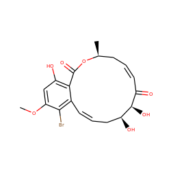 COc1cc(O)c2c(c1Br)/C=C/C[C@H](O)[C@H](O)C(=O)/C=C\C[C@H](C)OC2=O ZINC000473160626