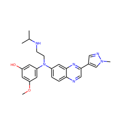 COc1cc(O)cc(N(CCNC(C)C)c2ccc3ncc(-c4cnn(C)c4)nc3c2)c1 ZINC000204151778