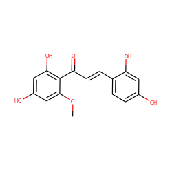 COc1cc(O)cc(O)c1C(=O)/C=C/c1ccc(O)cc1O ZINC000028713588