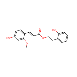 COc1cc(O)ccc1/C=C/C(=O)OCCc1ccccc1O ZINC000073239998