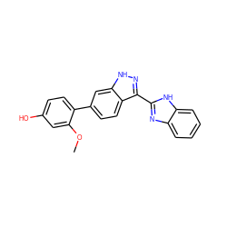 COc1cc(O)ccc1-c1ccc2c(-c3nc4ccccc4[nH]3)n[nH]c2c1 ZINC000166837401