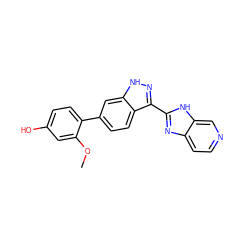 COc1cc(O)ccc1-c1ccc2c(-c3nc4ccncc4[nH]3)n[nH]c2c1 ZINC000167237500