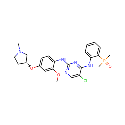 COc1cc(O[C@@H]2CCN(C)C2)ccc1Nc1ncc(Cl)c(Nc2ccccc2P(C)(C)=O)n1 ZINC000149271788