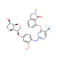 COc1cc(O[C@@H]2CO[C@@H]3[C@H](O)CO[C@H]23)ccc1Nc1ncc(C(F)(F)F)c(Oc2cccc3c2C(=O)N(C)C3)n1 ZINC000145996437