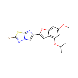 COc1cc(OC(C)C)c2cc(-c3cn4nc(Br)sc4n3)oc2c1 ZINC000653667553