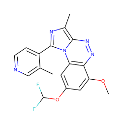 COc1cc(OC(F)F)cc2c1nnc1c(C)nc(-c3ccncc3C)n12 ZINC000084687780