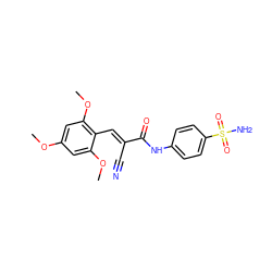 COc1cc(OC)c(/C=C(\C#N)C(=O)Nc2ccc(S(N)(=O)=O)cc2)c(OC)c1 ZINC000095592446