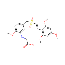 COc1cc(OC)c(/C=C/S(=O)(=O)Cc2ccc(OC)c(NCC(=O)O)c2)c(OC)c1 ZINC000003942646