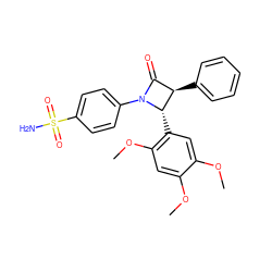 COc1cc(OC)c([C@H]2[C@H](c3ccccc3)C(=O)N2c2ccc(S(N)(=O)=O)cc2)cc1OC ZINC001772616512