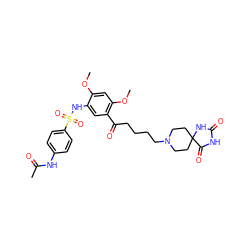 COc1cc(OC)c(C(=O)CCCCN2CCC3(CC2)NC(=O)NC3=O)cc1NS(=O)(=O)c1ccc(NC(C)=O)cc1 ZINC000026656508