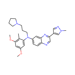 COc1cc(OC)c(C)c(N(CCCN2CCCC2)c2ccc3ncc(-c4cnn(C)c4)nc3c2)c1 ZINC000204149110