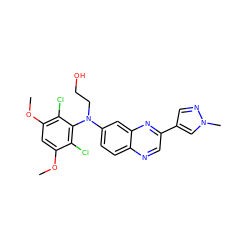 COc1cc(OC)c(Cl)c(N(CCO)c2ccc3ncc(-c4cnn(C)c4)nc3c2)c1Cl ZINC000222881005