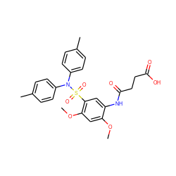 COc1cc(OC)c(S(=O)(=O)N(c2ccc(C)cc2)c2ccc(C)cc2)cc1NC(=O)CCC(=O)O ZINC000095562481