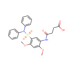 COc1cc(OC)c(S(=O)(=O)N(c2ccccc2)c2ccccc2)cc1NC(=O)CCC(=O)O ZINC000095559002