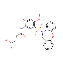 COc1cc(OC)c(S(=O)(=O)N2Cc3ccccc3Oc3ccccc32)cc1NC(=O)CCC(=O)O ZINC000095562523