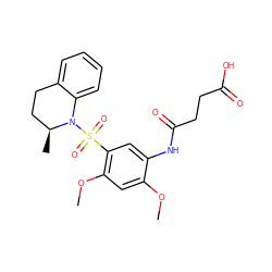 COc1cc(OC)c(S(=O)(=O)N2c3ccccc3CC[C@@H]2C)cc1NC(=O)CCC(=O)O ZINC000073280550