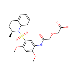 COc1cc(OC)c(S(=O)(=O)N2c3ccccc3CC[C@@H]2C)cc1NC(=O)COCC(=O)O ZINC000073274941