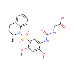 COc1cc(OC)c(S(=O)(=O)N2c3ccccc3CC[C@H]2C)cc1NC(=O)NCC(=O)O ZINC000073274931