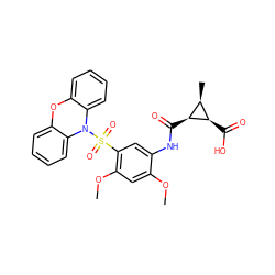 COc1cc(OC)c(S(=O)(=O)N2c3ccccc3Oc3ccccc32)cc1NC(=O)[C@H]1[C@@H](C)[C@H]1C(=O)O ZINC000215566089