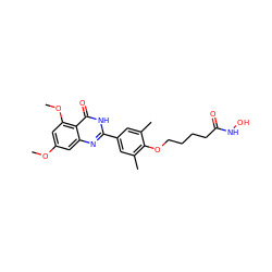 COc1cc(OC)c2c(=O)[nH]c(-c3cc(C)c(OCCCCC(=O)NO)c(C)c3)nc2c1 ZINC001772655391