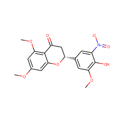 COc1cc(OC)c2c(c1)O[C@@H](c1cc(OC)c(O)c([N+](=O)[O-])c1)CC2=O ZINC000098083396