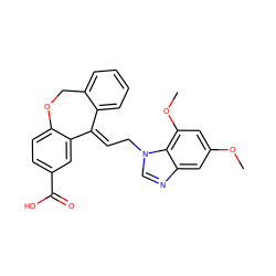 COc1cc(OC)c2c(c1)ncn2C/C=C1\c2ccccc2COc2ccc(C(=O)O)cc21 ZINC000013727148