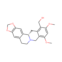 COc1cc(OC)c2c(c1CO)C[C@H]1c3cc4c(cc3CCN1C2)OCO4 ZINC000084687188