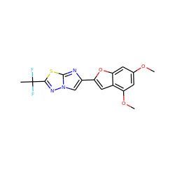 COc1cc(OC)c2cc(-c3cn4nc(C(C)(F)F)sc4n3)oc2c1 ZINC000653758326