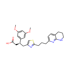 COc1cc(OC)cc([C@H](CC(=O)O)Cc2csc(CCCc3ccc4c(n3)NCCC4)n2)c1 ZINC000003962012