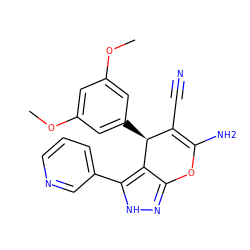 COc1cc(OC)cc([C@H]2C(C#N)=C(N)Oc3n[nH]c(-c4cccnc4)c32)c1 ZINC000005130059