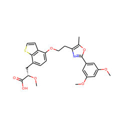 COc1cc(OC)cc(-c2nc(CCOc3ccc(C[C@H](OC)C(=O)O)c4sccc34)c(C)o2)c1 ZINC000034313754