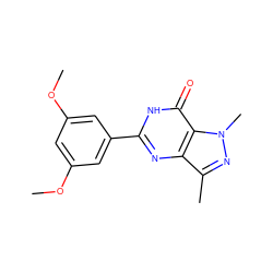 COc1cc(OC)cc(-c2nc3c(C)nn(C)c3c(=O)[nH]2)c1 ZINC000028090922