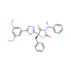 COc1cc(OC)cc(-c2nnc([C@@]3(Cc4ccccc4)OC(=O)N([C@H](C)c4ccccc4)C3=O)[nH]2)c1 ZINC000169311891