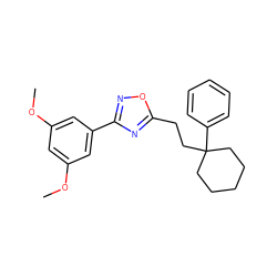 COc1cc(OC)cc(-c2noc(CCC3(c4ccccc4)CCCCC3)n2)c1 ZINC000146614970