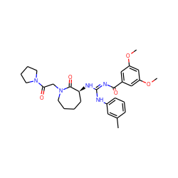 COc1cc(OC)cc(C(=O)/N=C(\Nc2cccc(C)c2)N[C@H]2CCCCN(CC(=O)N3CCCC3)C2=O)c1 ZINC000040892215