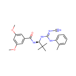 COc1cc(OC)cc(C(=O)N[C@@H](N/C(=N/C#N)Nc2ccccc2C)C(C)(C)C)c1 ZINC000040950307