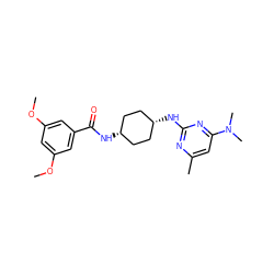 COc1cc(OC)cc(C(=O)N[C@H]2CC[C@@H](Nc3nc(C)cc(N(C)C)n3)CC2)c1 ZINC000145553856