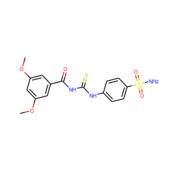 COc1cc(OC)cc(C(=O)NC(=S)Nc2ccc(S(N)(=O)=O)cc2)c1 ZINC000002830174