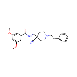 COc1cc(OC)cc(C(=O)NCC2(C#N)CCN(CCc3ccccc3)CC2)c1 ZINC000072123474