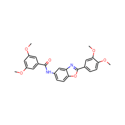 COc1cc(OC)cc(C(=O)Nc2ccc3oc(-c4ccc(OC)c(OC)c4)nc3c2)c1 ZINC000008903838