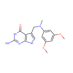 COc1cc(OC)cc(N(C)Cc2c[nH]c3nc(N)[nH]c(=O)c23)c1 ZINC000013863055