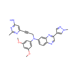 COc1cc(OC)cc(N(CC#Cc2cc(N)nc(C)n2)c2ccc3ncc(-c4cnn(C)c4)nc3c2)c1 ZINC000219358382
