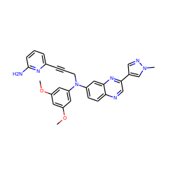 COc1cc(OC)cc(N(CC#Cc2cccc(N)n2)c2ccc3ncc(-c4cnn(C)c4)nc3c2)c1 ZINC000139386729